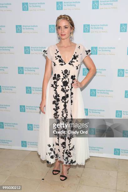 Actor and AIS Gala host Emily Blunt attends the American Institute for Stuttering 12th Annual Freeing Voices Changing Lives Benefit Gala at...