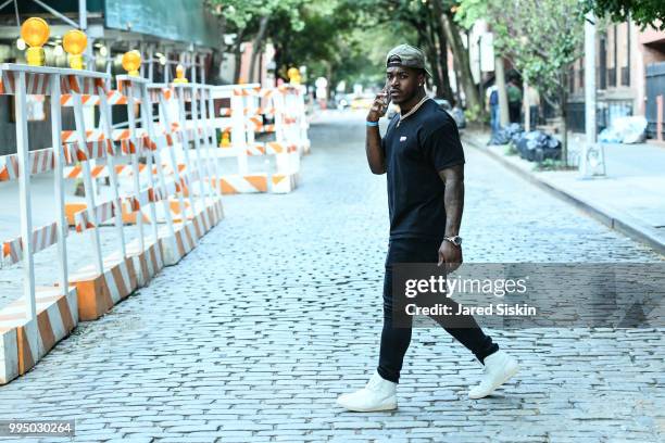 Philedelphia Eagles running back Corey Clement attends July 2018 Men's Fashion week on July 9, 2018 in New York City.