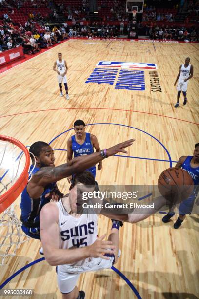 Jack Cooley of the Phoenix Suns shoots the ball against the Orlando Magic during the 2018 Las Vegas Summer League on July 9, 2018 at the Thomas &...