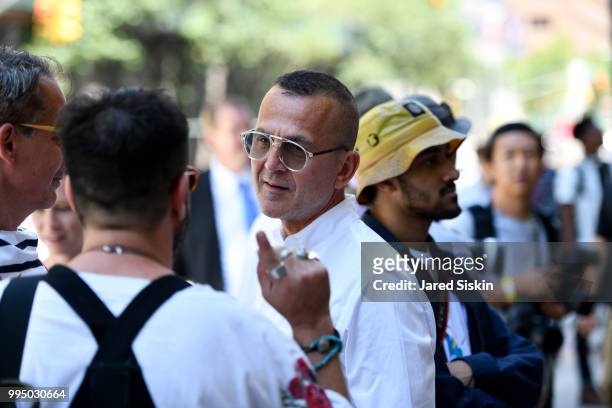 Steven Kolb attends July 2018 Men's Fashion week outside of the Cadillac House on July 9, 2018 in New York City.