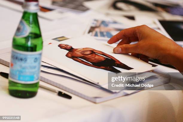 Jessica Gomes judges portfolios during the David Jones Spring Summer 18 Collections Launch Model Castings on July 10, 2018 in Melbourne, Australia.