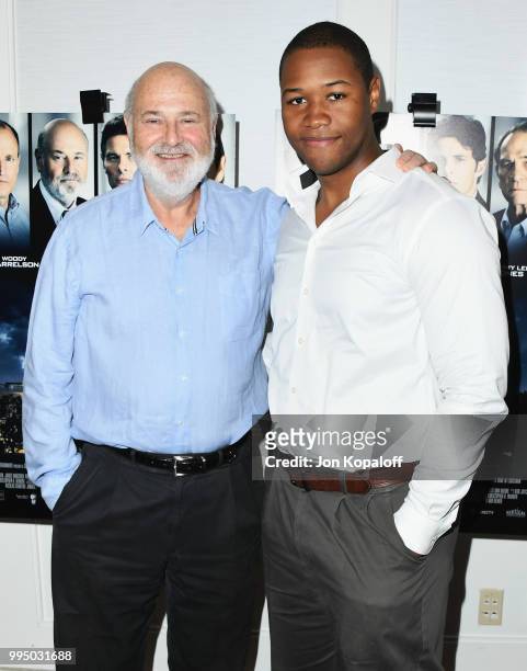 Rob Reiner and Luke Tennie attend the premiere of Vertical Entertainment's "Shock And Awe" at The London West Hollywood on July 9, 2018 in West...