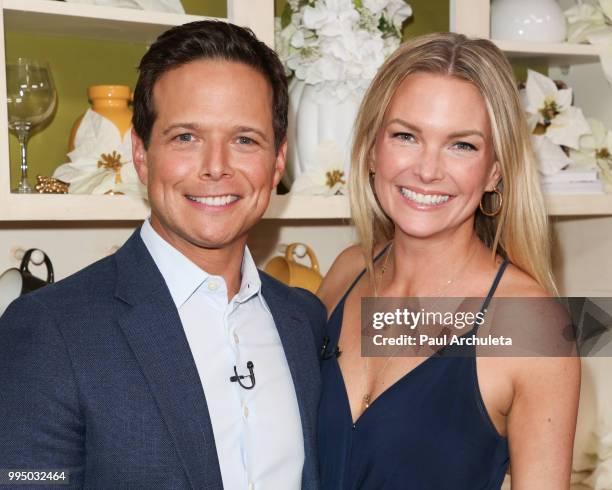 Actor Scott Wolf and his Wife Actress Kelley Limp visit Hallmark's "Home & Family" at Universal Studios Hollywood on July 9, 2018 in Universal City,...