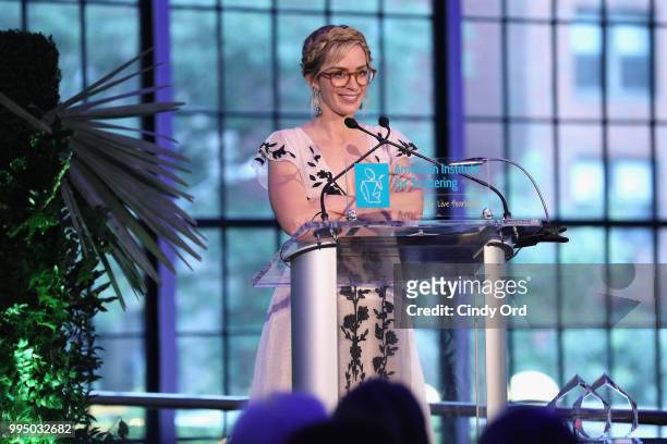 Emily Blunt hosts the American Institute for Stuttering 12th Annual Freeing Voices Changing Lives Benefit Gala at Gustavino's on July 9, 2018 in New...
