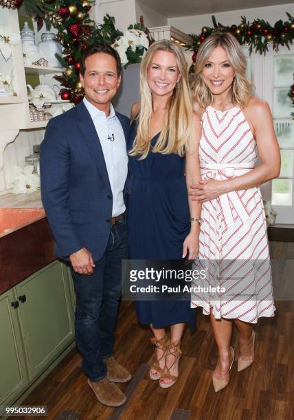 Scott Wolf Kelley Limp and Debbie Matenopoulos visit Hallmark's "Home & Family" at Universal Studios Hollywood on July 9, 2018 in Universal City,...