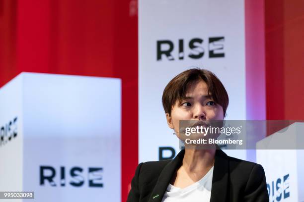 Tan Hooi Ling, co-founder of Grab, speaks during the Rise conference in Hong Kong, China, on Tuesday, July 10, 2018. The conference runs through July...