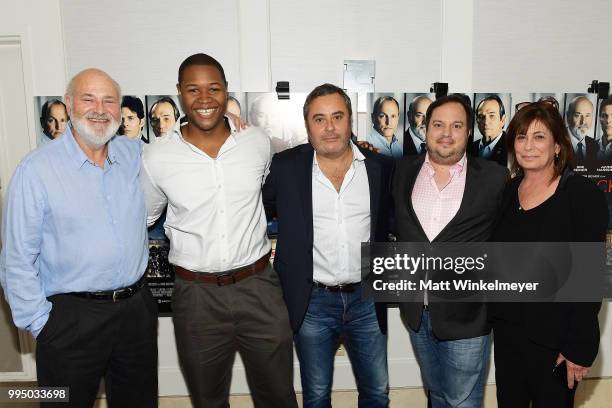 Rob Reiner, Luke Tennie, Matthew George, Christopher H. Warner, and Michele Reiner attend the premiere of Vertical Entertainment's "Shock and Awe" at...