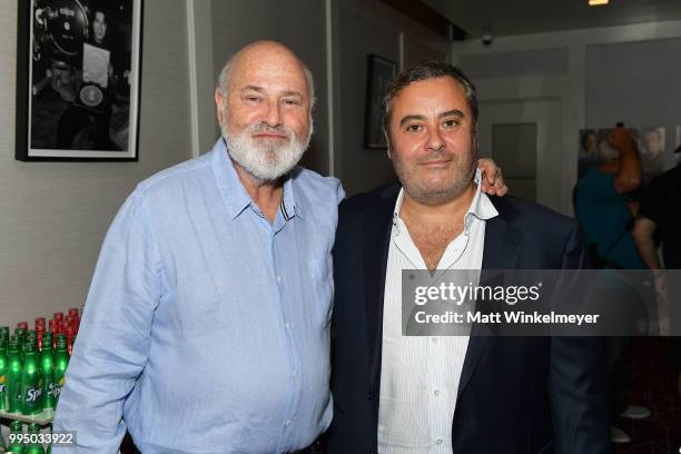 Rob Reiner and Matthew George attend the premiere of Vertical Entertainment's "Shock and Awe" at The London West Hollywood on July 9, 2018 in West...