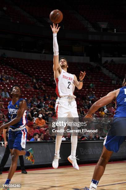 Hunter of the Houston Rockets shoots the ball against the LA Clippers during the 2018 Las Vegas Summer League on July 9, 2018 at the Thomas & Mack...