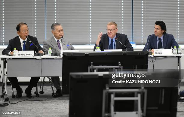 International Olympic Committee vice president and chairman of the Coordination Commission for Tokyo 2020, John Coates , delivers a speech during the...