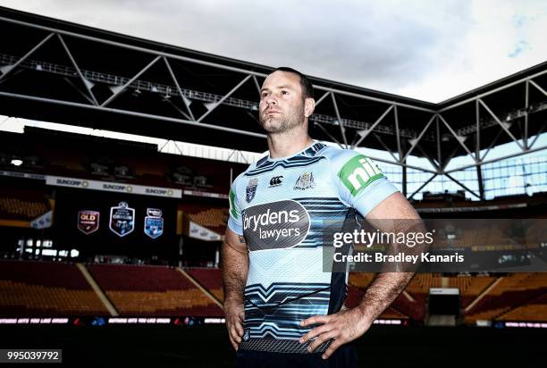 Boyd Cordner poses for a photo during the New South Wales Blues State of Origin Captain's Run at Suncorp Stadium on July 10, 2018 in Brisbane,...