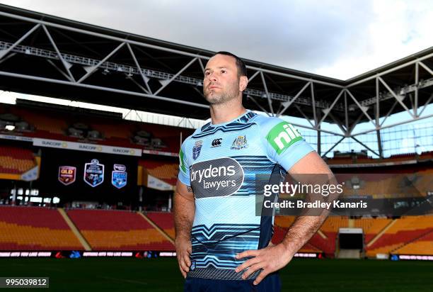 Boyd Cordner poses for a photo during the New South Wales Blues State of Origin Captain's Run at Suncorp Stadium on July 10, 2018 in Brisbane,...