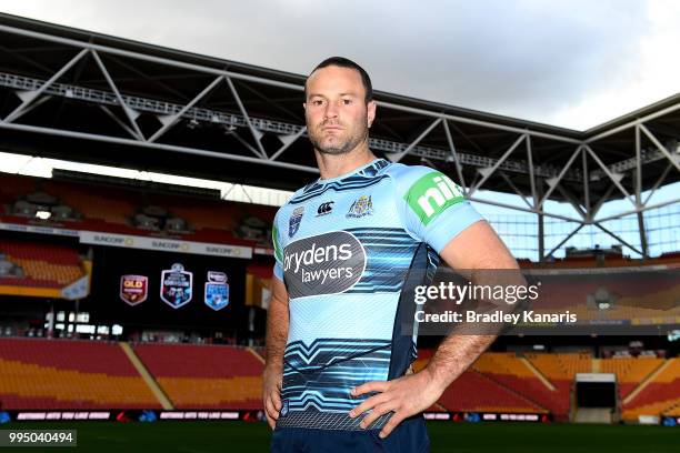 Boyd Cordner poses for a photo during the New South Wales Blues State of Origin Captain's Run at Suncorp Stadium on July 10, 2018 in Brisbane,...