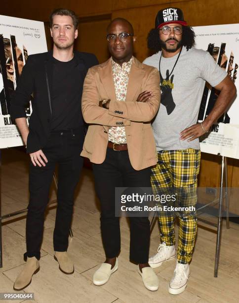 Rafael Casal, Barry Jenkins, and Daveed Diggs pose for portrait at the screening of Summit Entertainment's "Blindspotting" Q&A at Bing Theatre At...