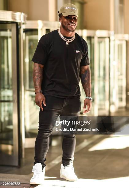 Philadelphia Eagles Football player Corey Clement is seen outside New York Men's Day during the 2018 New York City Men's Fashion Week at Creative...