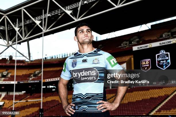 Nathan Cleary poses for a photo during the New South Wales Blues State of Origin Captain's Run at Suncorp Stadium on July 10, 2018 in Brisbane,...