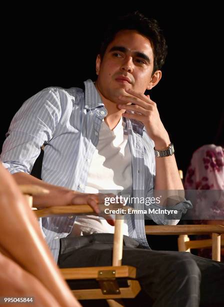 Max Minghella speaks onstage during "The Handmaid's Tale" Hulu finale at The Wilshire Ebell Theatre on July 9, 2018 in Los Angeles, California.