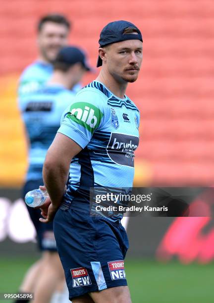 Damien Cook during the New South Wales Blues State of Origin Captain's Run at Suncorp Stadium on July 10, 2018 in Brisbane, Australia.
