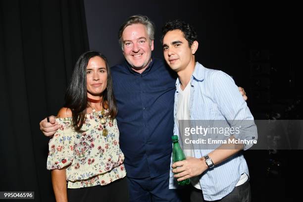 Elisabeth Williams, Bruce Miller and Max Minghella attend "The Handmaid's Tale" Hulu finale at The Wilshire Ebell Theatre on July 9, 2018 in Los...