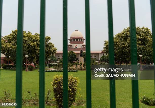 The Indian Supreme Court building is pictured in New Delhi on July 10, 2018. - India's top court began reviewing on July 10, 2018 petitions against a...