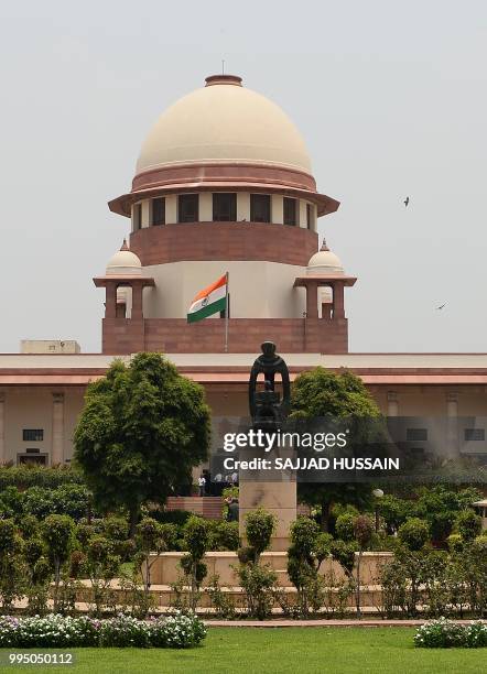 The Indian Supreme Court building is pictured in New Delhi on July 10, 2018. - India's top court began reviewing on July 10, 2018 petitions against a...