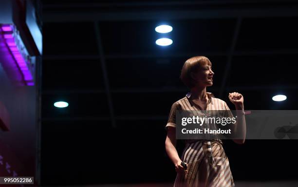 In this handout image provided by RISE, Cassie Kozyrkov, Chief Decision Scientist at Google Cloud speaks on the FullSTK + Binate.io stage during day...