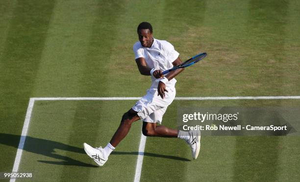 Gael Monfils during his victory against Kevin Anderson in their Men's Singles Fourth Round match at All England Lawn Tennis and Croquet Club on July...