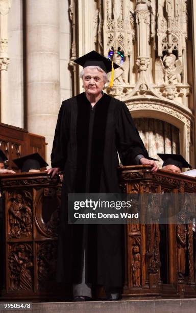 Angela Lansbury receives an honorary Doctor of Musical Arts degree at the 2010 Manhattan School of Music commencement at Riverside Church on May 14,...