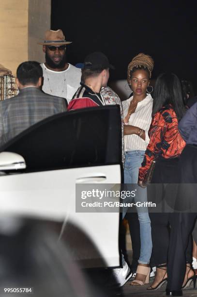 LeBron James and Savannah Brinson are seen at Nobu on July 09, 2018 in Los Angeles, California.