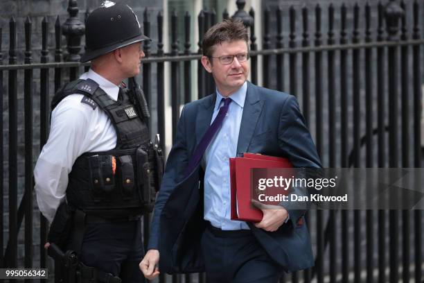 Business Secretary Greg Clark arrives for a cabinet meeting at 10 Downing Street, on July 10, 2018 in London, England. Ministers are meeting for a...