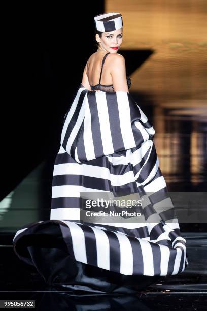 Model Rosanna Zanetti walks the runway at the 'Andres Sarda' catwalk during the Mercedes-Benz Madrid Fashion Week Spring/Summer in Madrid, Spain....