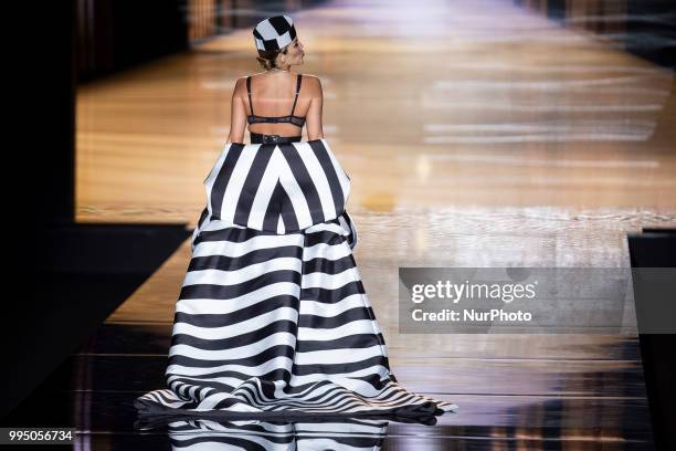 Model Rosanna Zanetti walks the runway at the 'Andres Sarda' catwalk during the Mercedes-Benz Madrid Fashion Week Spring/Summer in Madrid, Spain....