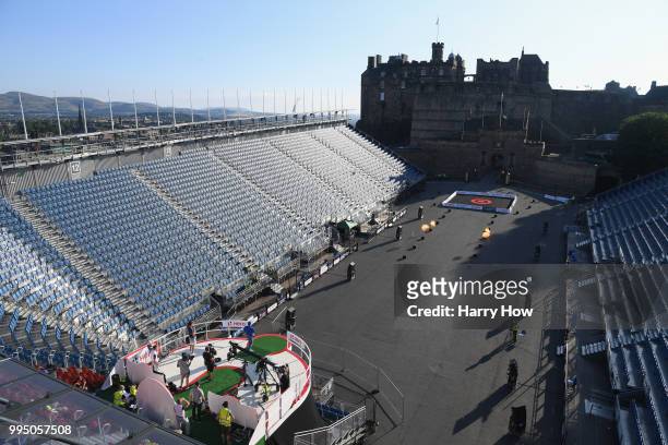 General view of the arena during a rehearsal for The Hero Challenge on the Promenade of Edinburgh Castle following practice for the Aberdeen Standard...