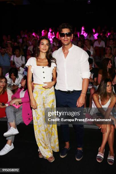 Estela Grande and Diego Matamoros attend Custo Barcelona show at Mercedes Benz Fashion Week Madrid Spring/ Summer 2019 on July 9, 2018 in Madrid,...