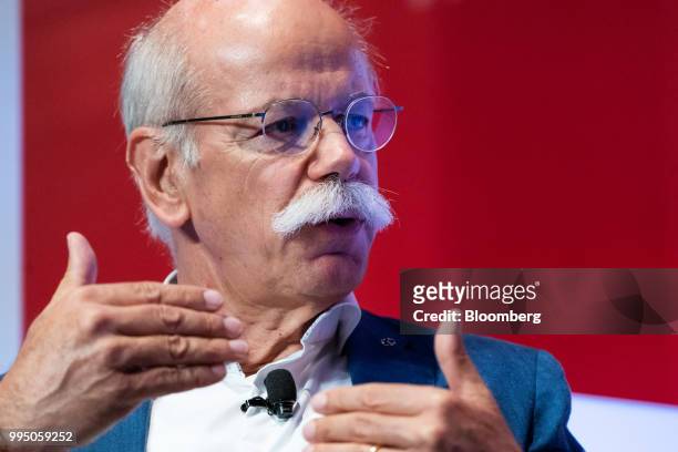 Dieter Zetsche, chief executive officer of Daimler AG, speaks during the Rise conference in Hong Kong, China, on Tuesday, July 10, 2018. The...