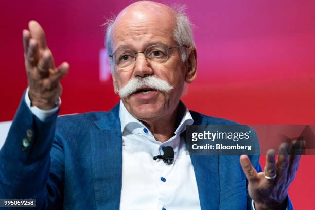 Dieter Zetsche, chief executive officer of Daimler AG, speaks during the Rise conference in Hong Kong, China, on Tuesday, July 10, 2018. The...