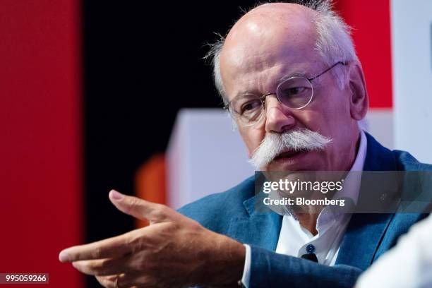 Dieter Zetsche, chief executive officer of Daimler AG, speaks during the Rise conference in Hong Kong, China, on Tuesday, July 10, 2018. The...