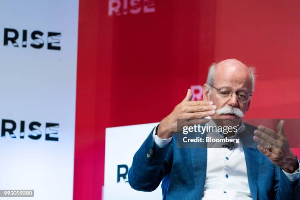 Dieter Zetsche, chief executive officer of Daimler AG, speaks during the Rise conference in Hong Kong, China, on Tuesday, July 10, 2018. The...