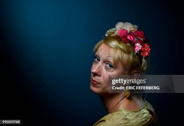 French transgender artist Phia Menard, who plays in "Saison seche" at the 2018 Avignon theatre festival, poses during a photo session in Paris on...