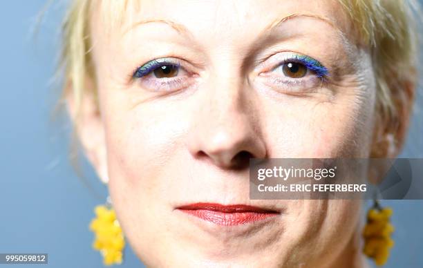 French transgender artist Phia Menard, who plays in "Saison seche" at the 2018 Avignon theatre festival, poses during a photo session in Paris on...