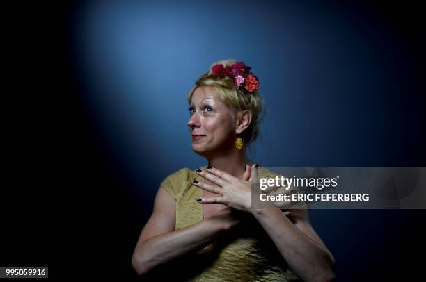 French transgender artist Phia Menard, who plays in "Saison seche" at the 2018 Avignon theatre festival, poses during a photo session in Paris on...