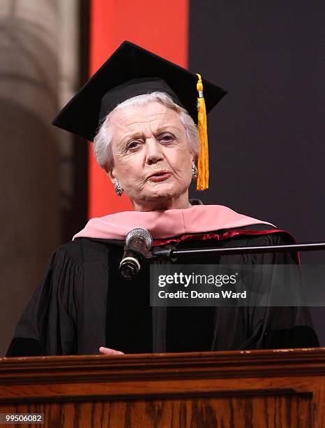 Angela Lansbury receives an honorary Doctor of Musical Arts degree at the 2010 Manhattan School of Music commencement at Riverside Church on May 14,...