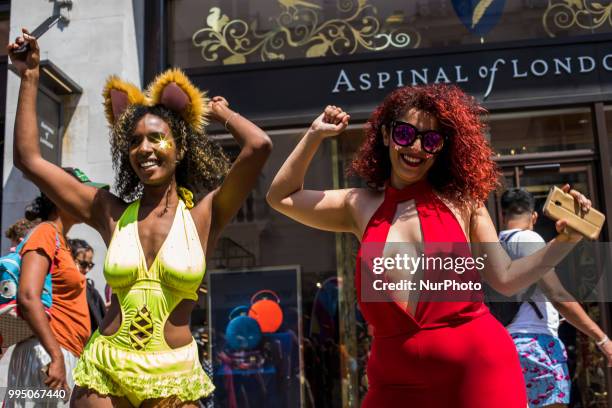 Hundreds of thousands of people have crowded in the streets of central London for the citys annual LGBT Pride celebration, in London, United Kingdom,...