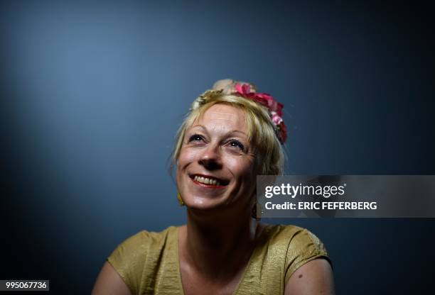 French transgender artist Phia Menard, who plays in "Saison seche" at the 2018 Avignon theatre festival, poses during a photo session in Paris on...