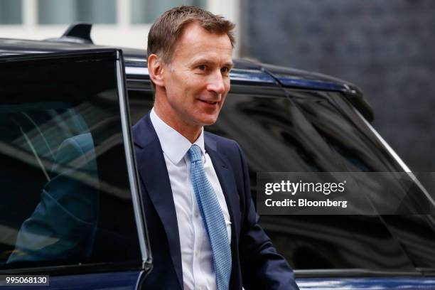 Jeremy Hunt, U.K. Foreign secretary, arrives for a weekly meeting of cabinet ministers at number 10 Downing Street in London, U.K., on Tuesday, July...