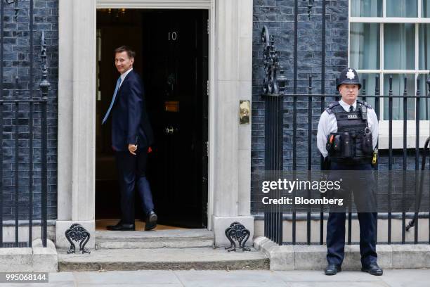Jeremy Hunt, U.K. Foreign secretary, arrives for a weekly meeting of cabinet ministers at number 10 Downing Street in London, U.K., on Tuesday, July...
