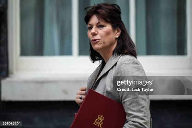 Secretary of State for Energy and Clean Growth Claire Perry arrives for a cabinet meeting at 10 Downing Street, on July 10, 2018 in London, England....