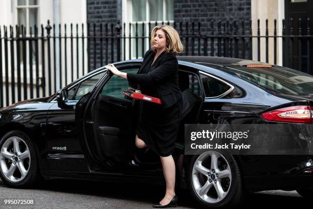 International Development Secretary Penny Mordaunt arrives for a cabinet meeting at 10 Downing Street, on July 10, 2018 in London, England. Ministers...