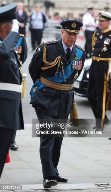 The Duke of York attends a service at Westminster Abbey, London, to mark the centenary of the Royal Air Force.