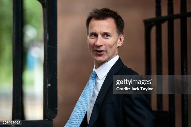 Foreign Secretary Jeremy Hunt leaves following a cabinet meeting at 10 Downing Street, on July 10, 2018 in London, England. Ministers are meeting for...